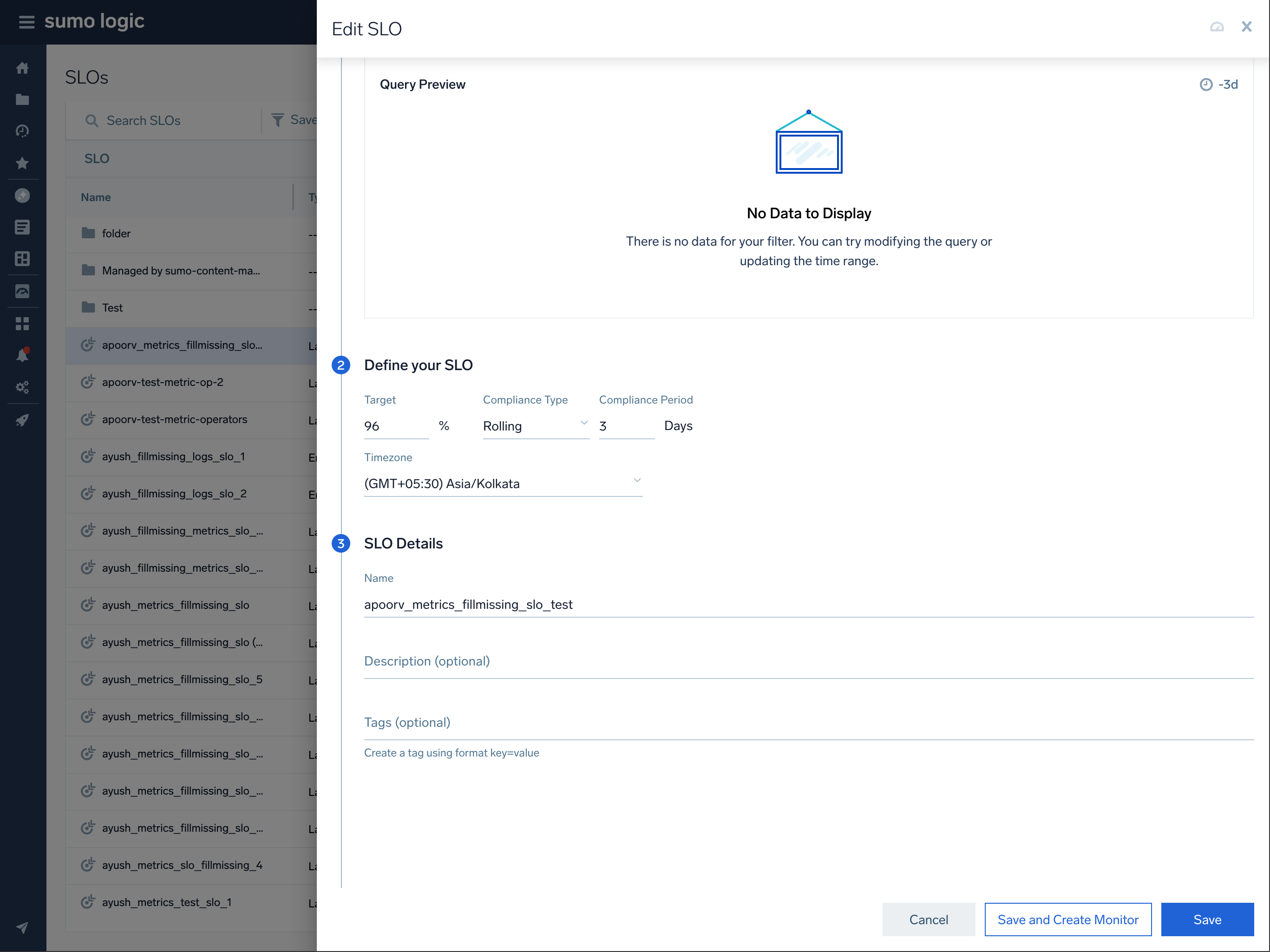 SLO configuration with query builder